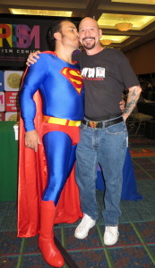 Jim Cartwright with a very friendly Superman