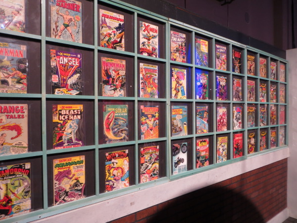 Comics on display.